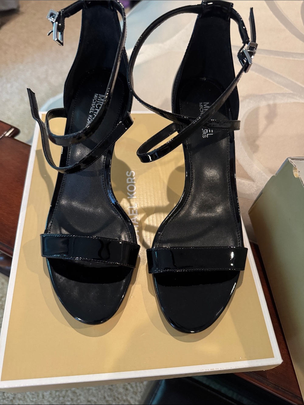 Michael Kors Black Patent Leather Strappy Heels